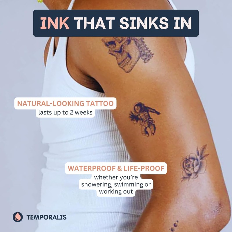 Temporalis® Heart Tattoo Temporary Vegan Waterproof EU Cosmetic Lasts 1