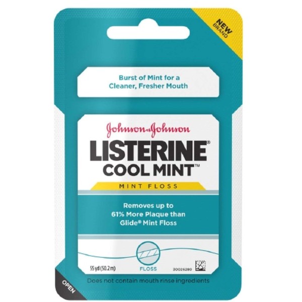 Listerine Dental Floss, Cool Mint 55 yds (Pack of 8)