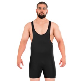 ROAR-INT Black Men's Wrestling Vest - Singlet for Powerlifting and Bodybuilding - Size: Medium