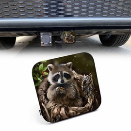 Beabes Raccoon 2" Hitch Cover Forest Animal Berries Owl Raccoon Hitch Tube Covers Keep Trailer Hitch Receiver Tube Clean and Protected for Sedans Tractors Trucks Cars