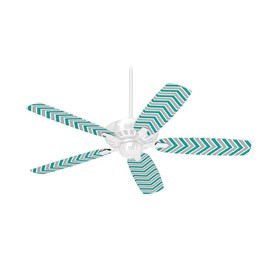 Zig Zag Teal and Gray - Ceiling Fan Skin Kit fits most 42 inch fans (FAN and BLADES SOLD SEPARATELY)