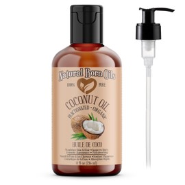Coconut Oil Fractionated, 120ml, Organic, Cold-Pressed, Non-Greasy, Skin Moisturizer, Hair Shine Enhancer, Natural Born Oils.
