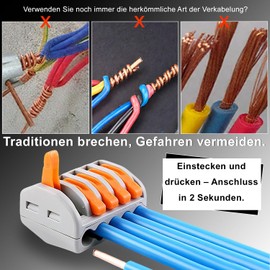 10 Pieces Connection Clamp, 1 in 5 Out Connection Clamp, with Lever, Cable Connector with 0.2-4 mm² Conductor Clamp for DIY Projects