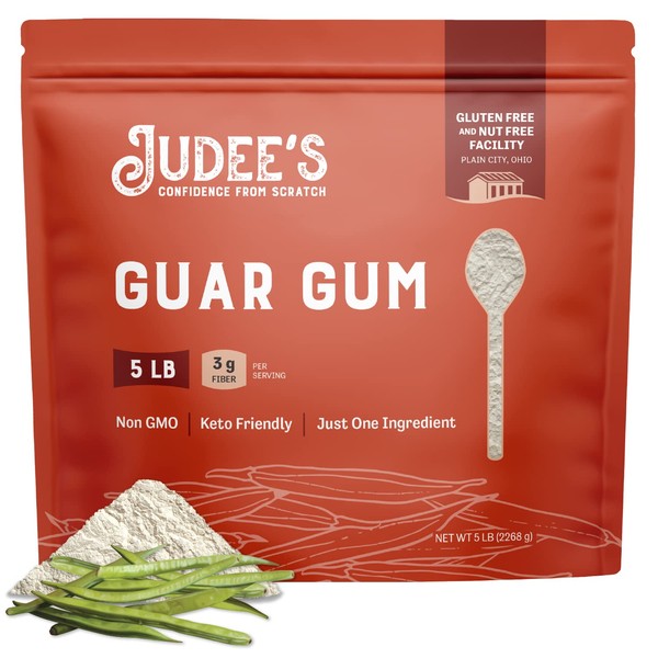 Judee’s Guar Gum Powder 5 lb - Keto-Friendly, Gluten-Free & Nut-Free - 100% Pure Guar Gum derived from Guar Beans - Low Carb Thickener - 3g Dietary Fiber per serving