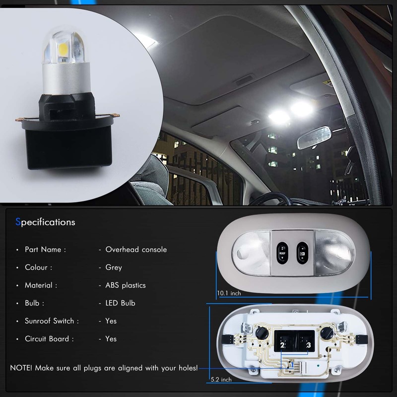 Overhead Console with LED Dome Map Light & Sunroof Switch