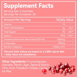 SmildeHeal Cranberry Gummies 1000mg, Cranberry Supplements for Women, with D-Mannose 250mg, Womens Probiotic Gummies, Urinary Tract Health, Cranberry Flavor, NO GMOs, 60 Count (Pack of 2)