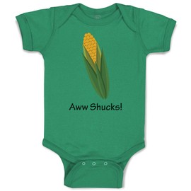 Custom Baby Bodysuit Aww Shucks! Corn on The Cob Funny Humor Funny Cotton Boy & Girl Baby Clothes Kelly Green Design Only Newborn