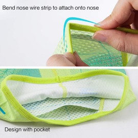 LADYBRO Men Women Neck Gaiter with Nose Wire Face Scarf Neck Cover Multi-Use Scarf (Black+Green, M)