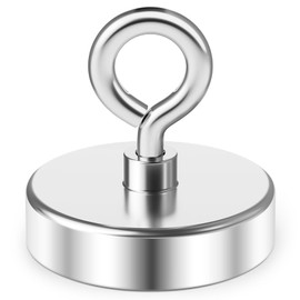 Grtard Super Strong Neodymium Magnet Fishing Magnet, 300 lbs(136 KG) Pulling Rare Earth Magnet with Countersunk Hole Eyebolt, Diameter 1.97 inch(50mm) for Retrieving in River and Magnetic Fishing