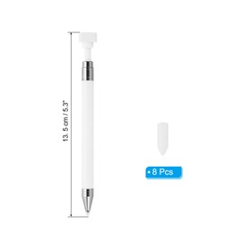 PATIKIL Diamond Art Pen with Wax, Fine Point Diamond Art Accessories Refillable Wax Pen with 8 Pcs Wax for Diamond Art Nail DIY Craft, White