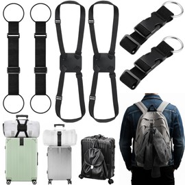 Sadnyy 6 Pack Luggage Straps for Suitcases, Adjustable Travel Belt to Add a Bag, Suitcase Connector Straps for Carry on Luggage Bungee Elastic Travel Accessories with Backpack Attachment (Novel Style)