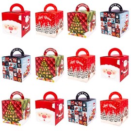 Christmas Gift Boxes Set of 24 10 x 10 cm Gift Bags with Handle Gift Wrapping 4 Designs