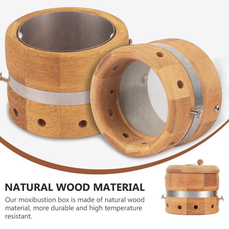 Healifty Moxibustion Box Bamboo Moxa Burner Holder 3- Gear Adjustable