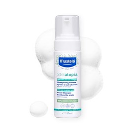 Mustela Stelatopia - Champú de espuma para piel propensa al eczema para recién nacidos y bebés, con aceite natural de aguacate y girasol, sin fragancia y sin desgarros, 5.07 onzas líquidas