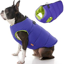 Gooby Padded Vest Dog Jacket - Solid Purple, X-Small - Warm Zip Up Dog Vest Fleece Jacket with Dual D Ring Leash - Water Resistant Small Dog Sweater - Dog Clothes for Small Dogs Boy and Medium Dogs