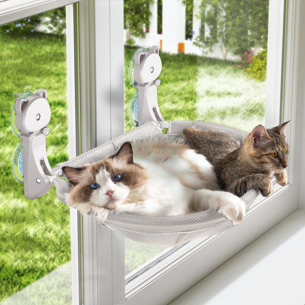 JUNSPOW Cat Window Perch Cordless, Glow in The Dark &