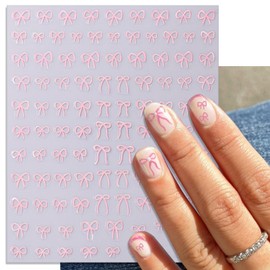 IDDFEVE 8 Sheets Bow Nail Art Stickers - Colorful Bow Black White Gold Sliver Pink Red Purple Blue Self-Adhesive Nail Decals for DIY Valentines Day Manicure