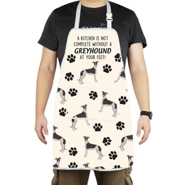 CENWAApron With Pockets Greyhound Lover Gifts Dog Owner Gifts Adjustable Cooking Apron For Animal Dog Lovers (Greyhound apron CA)