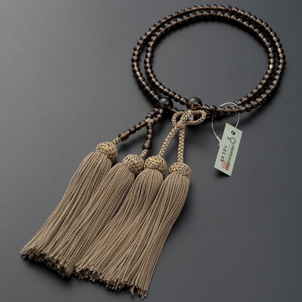 Takita Shoten Buddhist Prayer Beads Judo Shinshu Genuine Prayer Beads (Women's) Brown Crystal Size 8 Pure Silk Head with a Genuine Silk Head