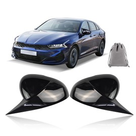 Compatible with KIA K5 Side Mirror Cover Caps 2021-2025, LH & RH Ox Horn Door Side Mirror Cover Trims Exterior Decoration Accessories (Glossy Black) With Turn Signal