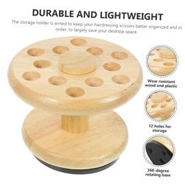 Ipetboom Wooden Scissors Holder with Rotating Base Desktop Shear Organizer for Barbershop and Hair Salon Slip Foot Pad Durable Wooden Material Convenient Scissors Storage