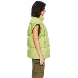 Orolay Women's Puffer Down Vest Oversized Warm Sleeveless Jacket Fashion Quilted Outerwear Gilet with Stand Collar Lightgreen Large