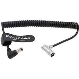 Alvin's Cables PORTKEYS Right Angle Power Cable 4 pin Female to Right Angle DC Male Coiled Power Cord for BM5 BM7 Monitor