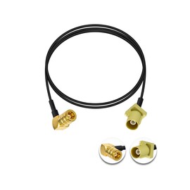 Vecys Fakra Curry Male Code K to SMB Female Right Angle Adapter Cable RG174 3.3 ft/1 m Compatible with Car Vehicle Radio Stereo Receiver Tuner