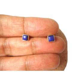 Art Gecko Sterling Silver Lapis Lazuli Stud Earrings 4mm, 925 sterling silver lapis lazuli