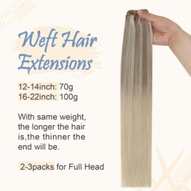Easyouth Sew In Hair Extensions Real Human Hair Color Ash Blonde Fading to Light Blonde Mix Platinum Blonde Weft Hair Extensions Human Hair Full Head 100 Grams18 Inch