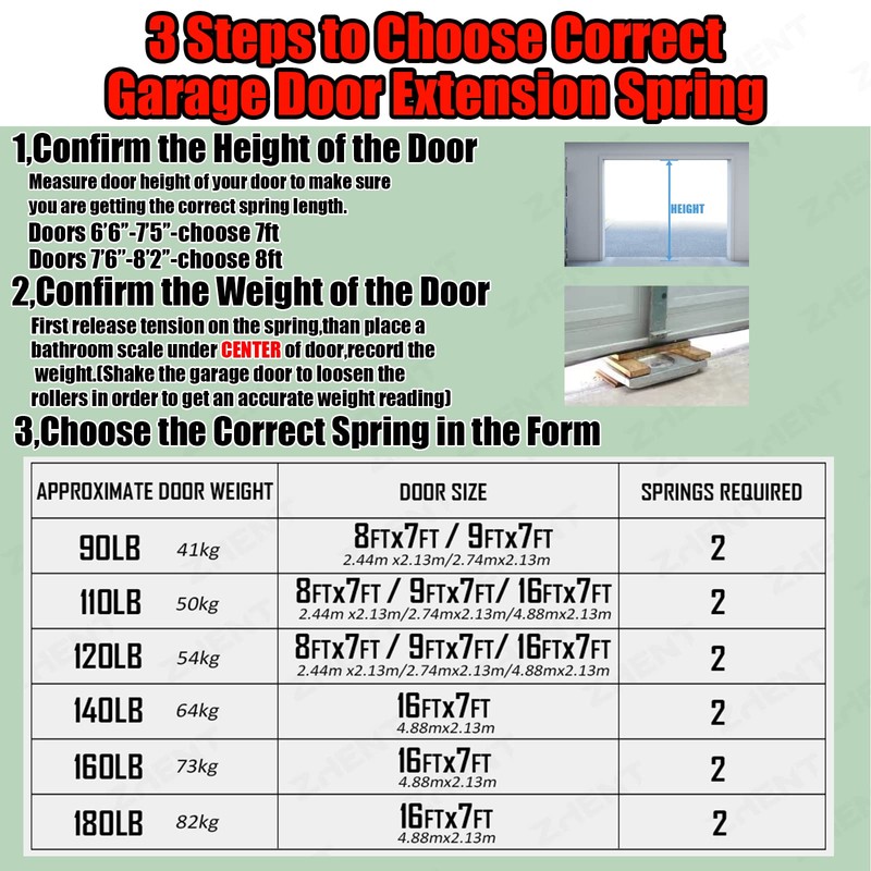 Pair of 110 lbs Heavy Duty Garage Door Extension Springs