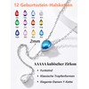 Silvora Necklace S925 Silver Y Chain with Birthstone Pendant Adjustable