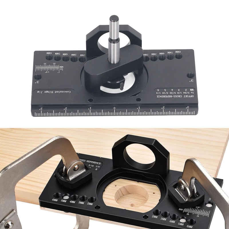 35mm Concealed Hinge Jig Kit Aluminum Alloy Drilling Depth Adjustable