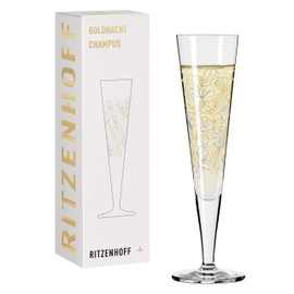 RITZENHOFF 1078279 Champagne Glass 200 ml - Goldnacht No. 9 Series - Elegant Designer Piece with Real Gold - Made in Germany