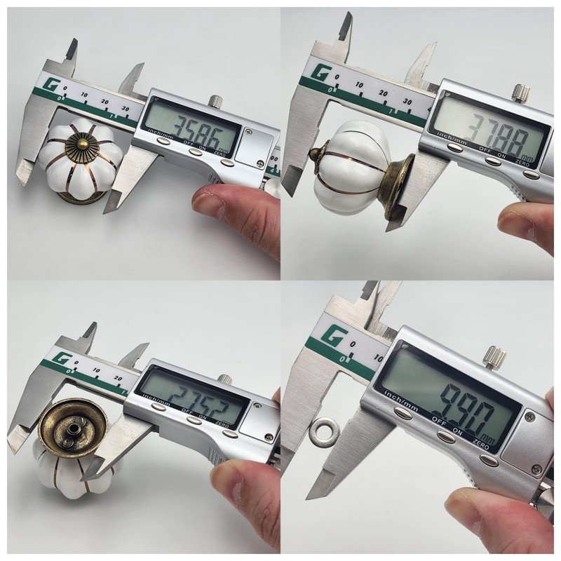 CYILIUEN 6 Pcs White Pumpkin Ceramic Knobs with Screw Gasket