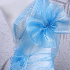 45cmx1m Iridescent Organza Fabric, Sparkly Organza Lace Fabric, Iridescent Holographic Gauze Material Cloth for DIY Crafts Sewing Decorations, Black