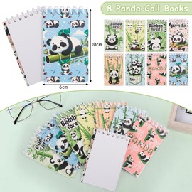 78-Piece Panda Party Gift Set, Panda Children's Birthday Party Bag Gift, 8 Mini Notepad + 10 Pencils + 10 Erasers + 50 Stickers, Panda Stationery Gifts for Children
