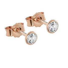 NKlaus 1 Pair of Stud Earrings 925 Sterling Silver Rose Gold Plated Zirconia White Earrings, Rose Gold
