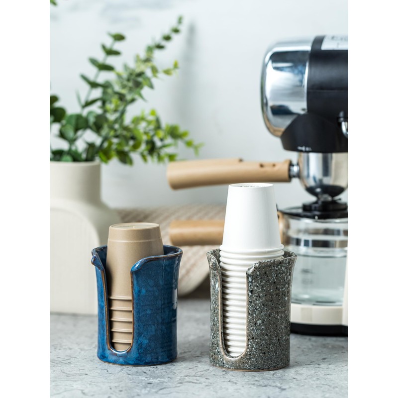 YHOJOY Ceramic Bathroom Cup Holder, Bathroom Cup Dispenser for Dixie