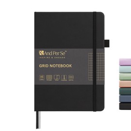 &And Per Se Graph Journal Notebook, 160 Pages, 5.7 x 8 inches College Ruled Thick Paper Notebook Journals for Writing, Grid Hardcover Notebook(1 Pack, black)