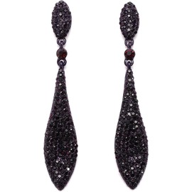 EVER FAITH Rhinestone Cristal Elegante Banquete Paseo Double Lágrima Gota de Agua Perforado Colgante Aretes Pendientes