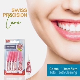 iWave Interdental Brushes Fine Size 1.3 mm White Pack of 5 – Interdental Cleaning Brushes for Total Teeth Cleaning Plaque Removal Tool