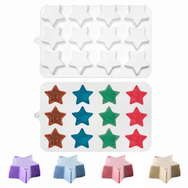 LLchunyun Star Chocolate Mold 2 Pack Candy Silicone Molds Star Shape Gummy Molds Jello Molds Pudding Molds Soap Molds Cookie Molds Fourth Of July Silicone Mold for Baking (2pcs)