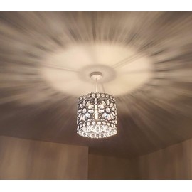 HOMION Easy Fit Antique Moroccan Tilly Design Chandelier Chic Ceiling Light Pendant Shade Crystal Droplet Fitting Decorations Gem Moroccan Style Fitting, Plastic/Metal (Silver)