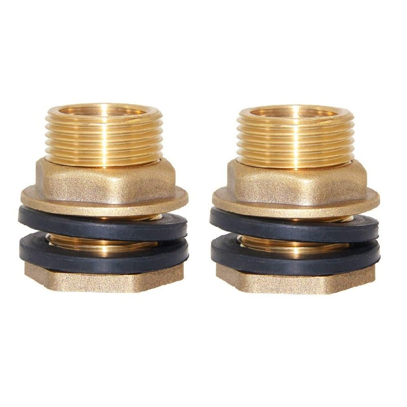 Joywayus 2pcs 3/4" Female 1" Male Soild Brass Water Tank