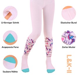 L&K-II Pack of 6 Children's Tights Girls Tights for Girls with Unicorn Patterns and Colours in Set 2715, 6er-2730
