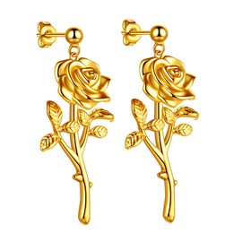 SEIHOP Rose Stud Earrings Flower Earring Elegant 18K Gold Plated Jewelry Gifts for Women KE0065Y