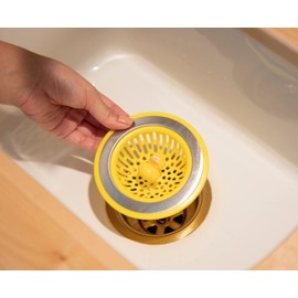 MSC International 11001 Joie Quack Kitchen Sink Strainer Basket, Stainless Steel and BPA-Free Plastic, 4.5", Yellow