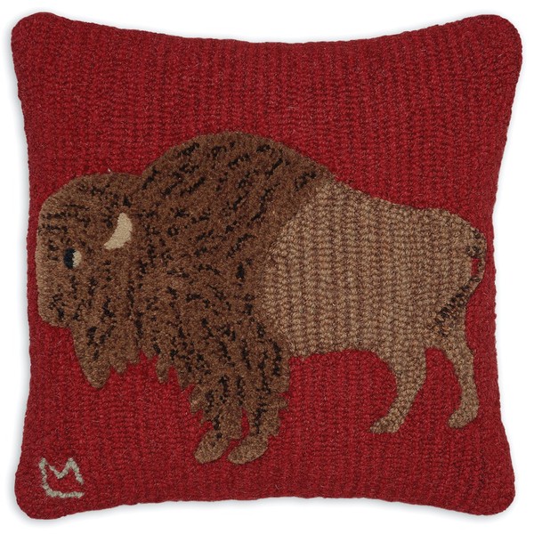 Chandler 4 Corners Artist-Designed Plains Buffalo Hand-Hooked Wool Decorative Throw