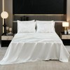 Bedbay White Satin King Comforter Set with Sheets,Pinch Pleat Bedding